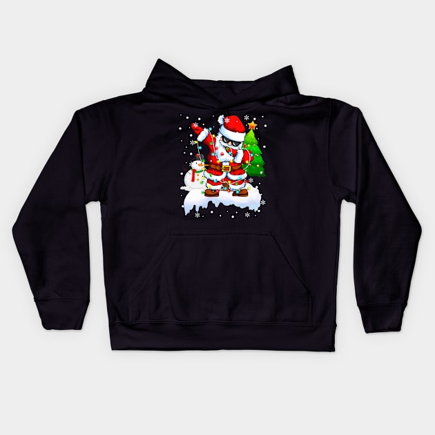 Christmas Lights Dabbing Santa Sunglasses Snowman Xmas Ugly Sweater Kids Hoodie by springins